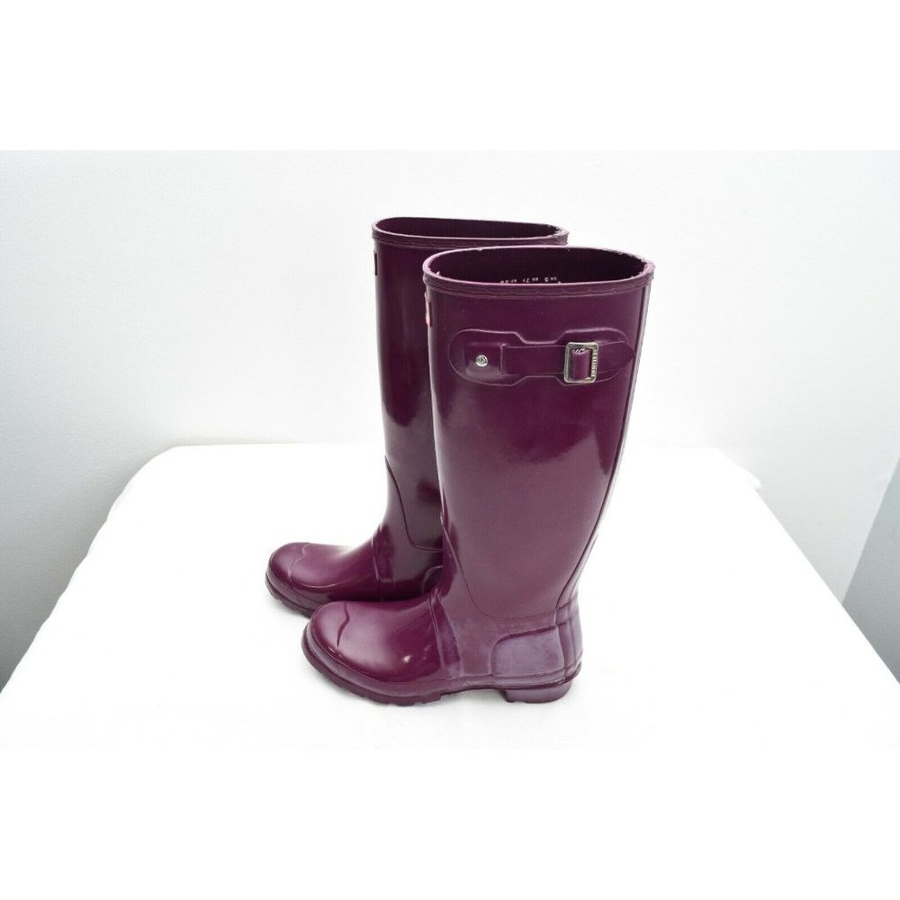 Hunter Original Tall Gloss Women's Rain Boots Purple Womens 7 Wellies